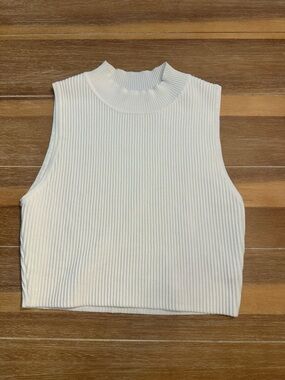 Altar'd State Ivory Ribbed Sleeveless Mock Neck Top